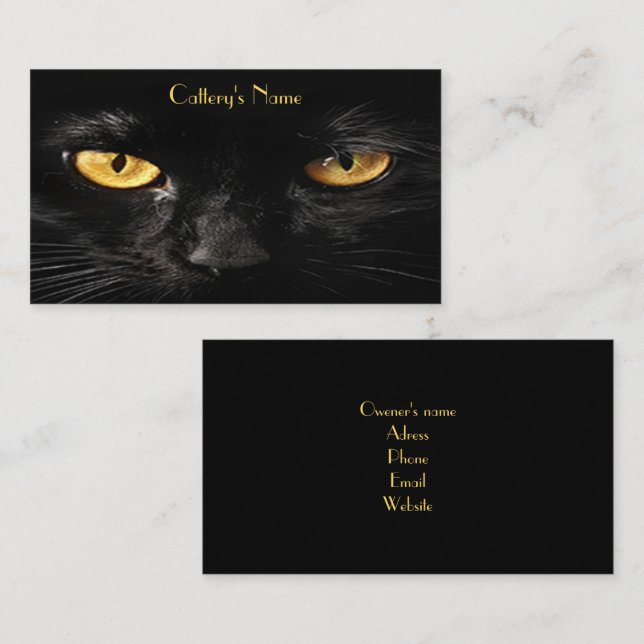 Personalized Business Card For Cattery Black Cat (Front/Back)