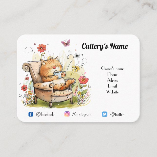 Personalized Business Card for Cattery Cute Design (Front)