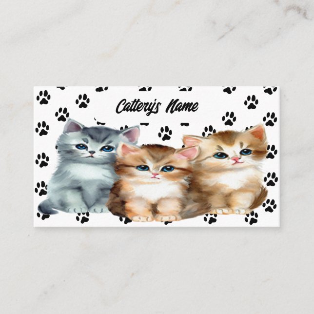 Personalized Business Card For Cattery Cute Kitten (Front)