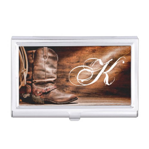 Personalized Business Card Holder Cowboy Boots Bar