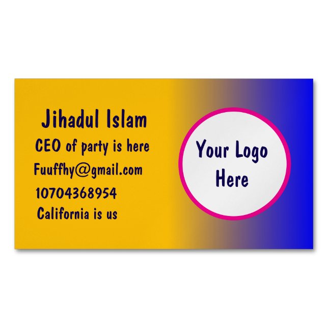 Personalized  business card magnet (Front)