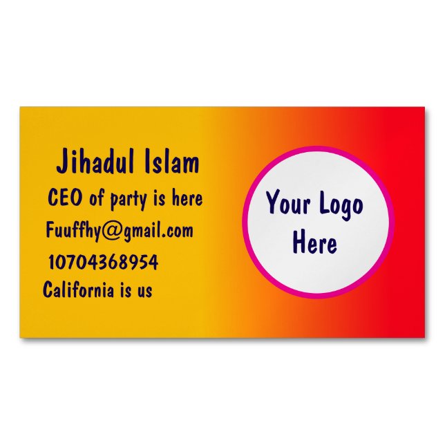 Personalized  business card magnet (Front)