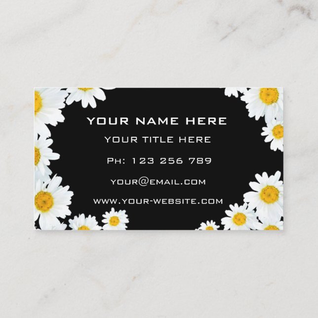 Personalized Business Card with Daisies Your Color (Back)