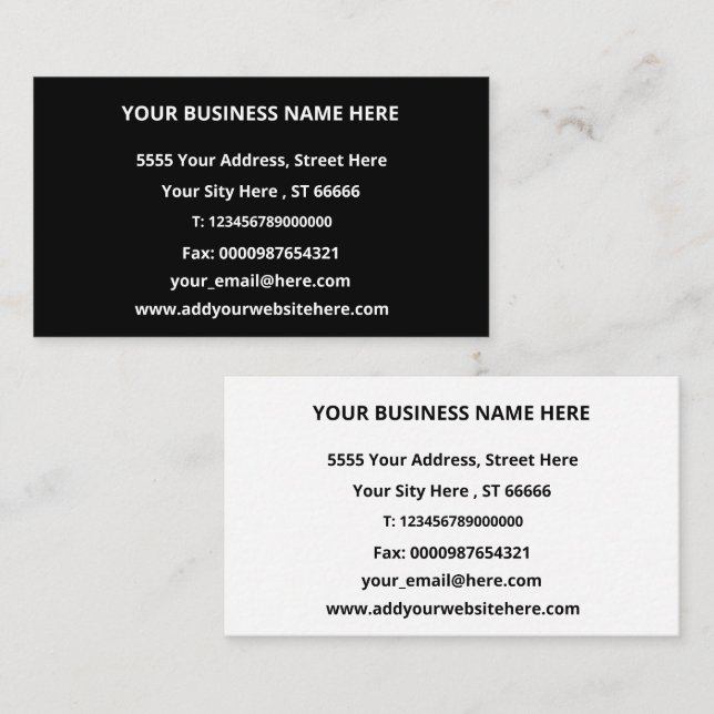 Personalized Business Card Your Colors and Fonts (Front/Back)