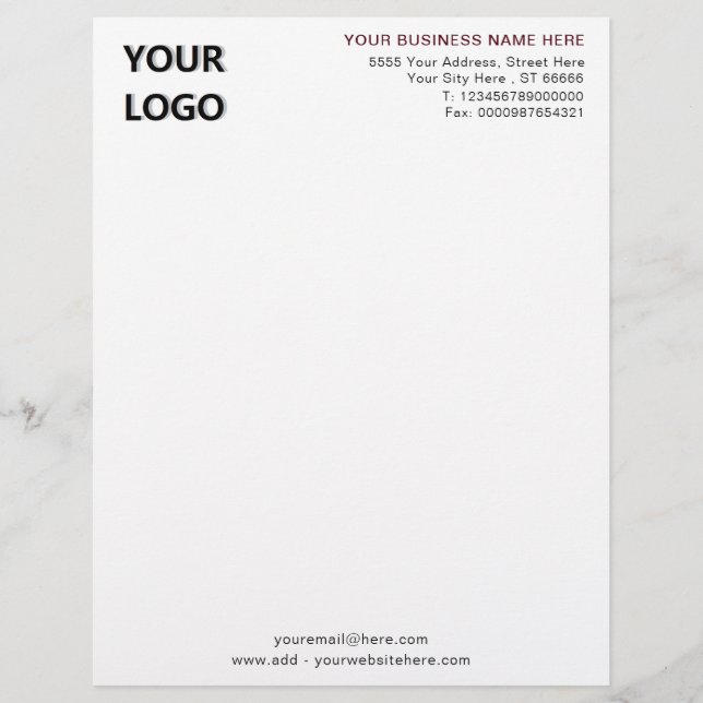 Personalized Business Company Letterhead with Logo (Front)