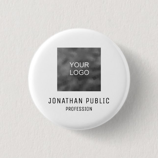 Personalized Business Company Logo Elegant Modern Button (Front)