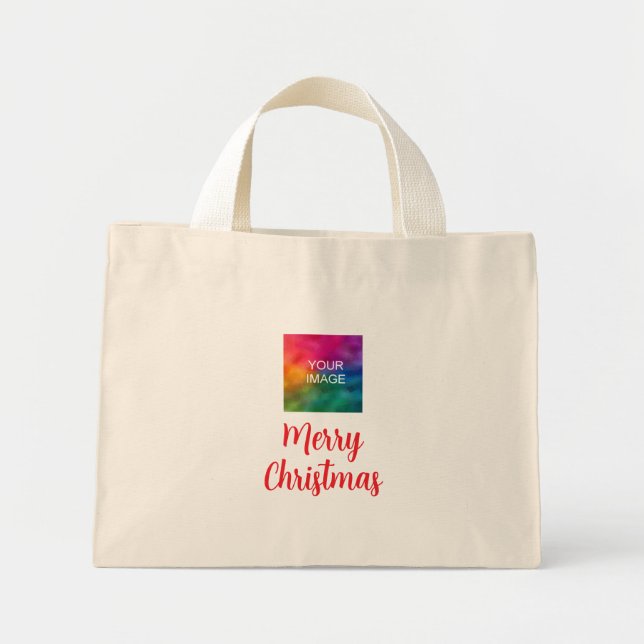Personalized Business Company Logo Upload Design Mini Tote Bag (Front)
