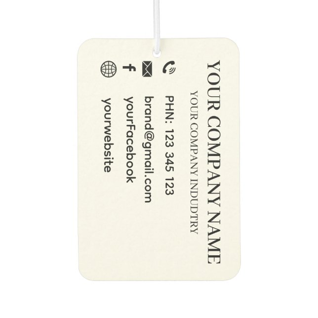 Personalized Business Company Promotional Branding Air Freshener (Front)
