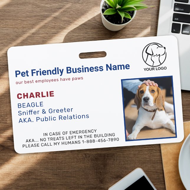 Personalized Business Corporate Pet Dog Photo ID Badge (Creator Uploaded)