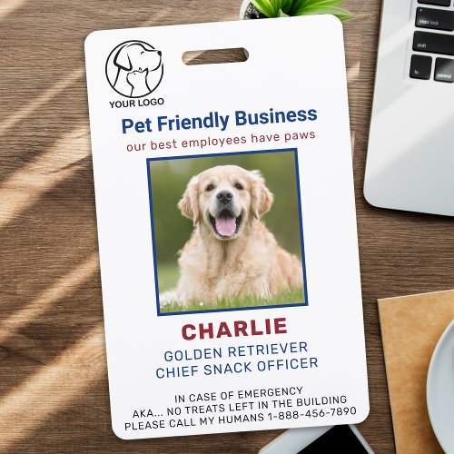 Personalized Business Employee Pet Dog Photo ID Badge