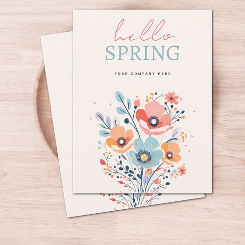 Personalized Business Floral Hello Spring  Postcard