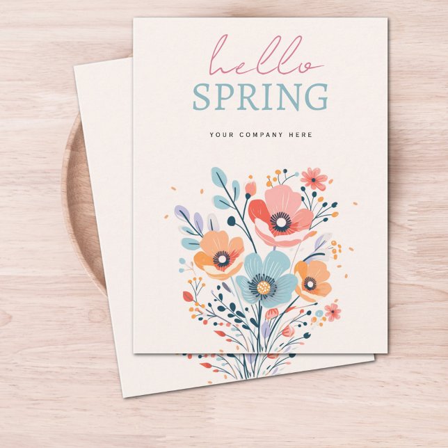 Personalized Business Floral Hello Spring  Postcard (Creator Uploaded)