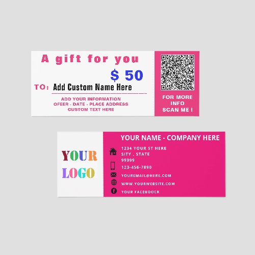 Personalized Business Gift Vouchers Ticket Example