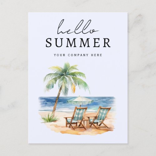 Personalized Business Hello Summer Beach Postcard