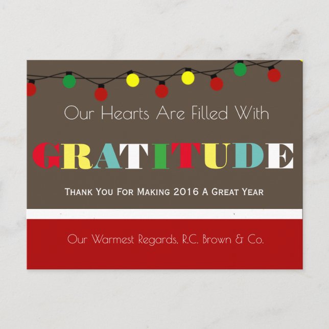 Personalized Business Holiday Gratitude Postcard (Front)