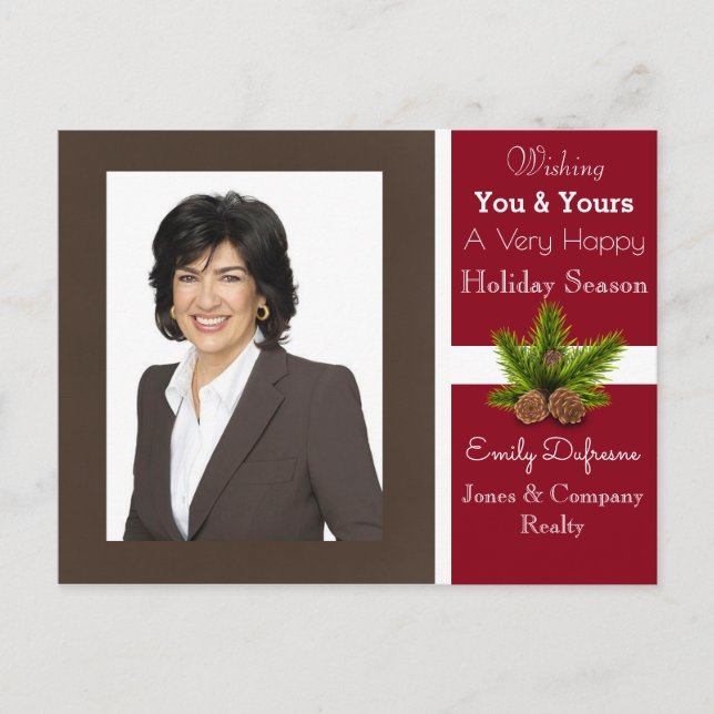 Personalized Business Holiday Greetings Modern Postcard (Front)