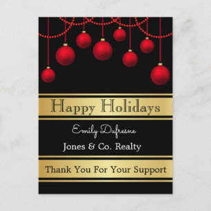 Personalized Business Holiday Greetings Ornaments Postcard