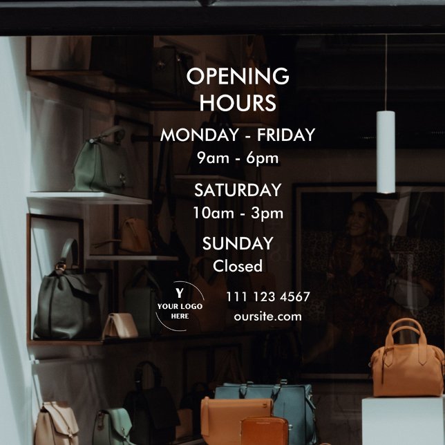 Personalized Business Hours Window Cling with Logo (Creator Uploaded)