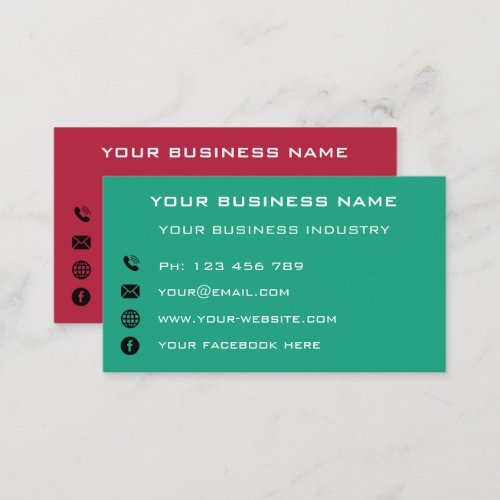 Personalized Business Info Company Choose Colors Calling Card