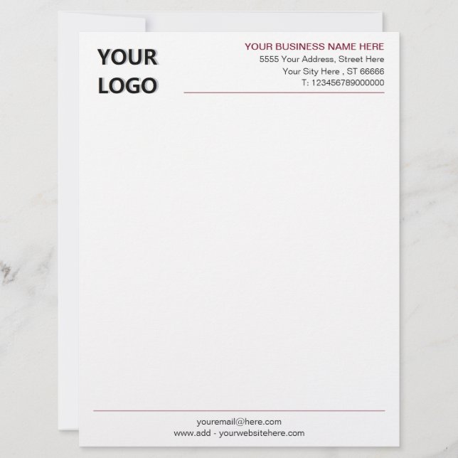 Personalized Business Logo Address Info Letterhead (Front)