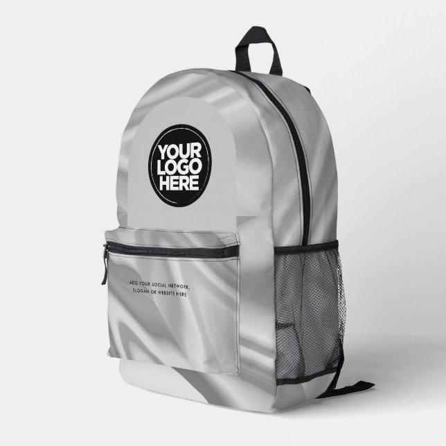 Personalized Business Logo and Text Holographic Printed Backpack (Back Corner Right)