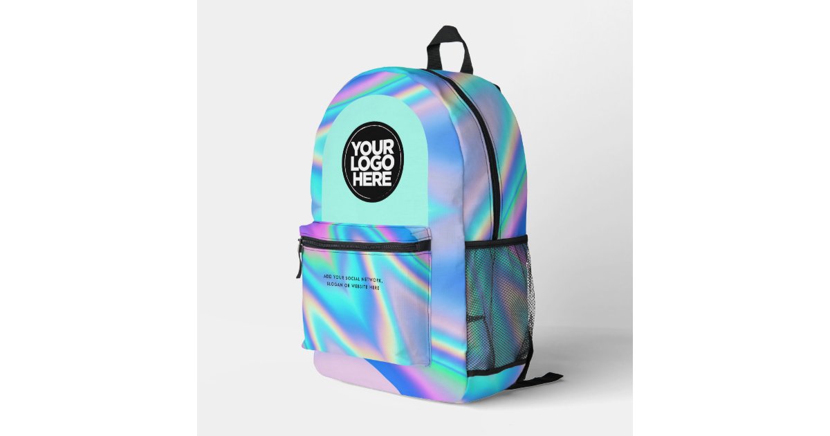 Personalized Business Logo and Text Holographic Printed Backpack | Zazzle