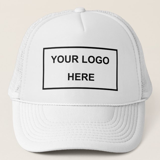 Personalized Business Logo Brand White Trucker Hat (Front)