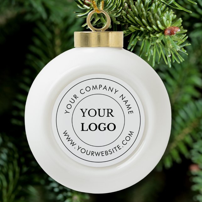 Personalized Business Logo Branded Corporate  Ceramic Ball Christmas Ornament (Creator Uploaded)