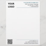 Personalized Business Logo Letterhead with QR Code<br><div class="desc">Your Colors and Font - Simple Personalized Modern Design Business Office Letterhead with Your QR Code and Logo - Add Your QR Code and Logo - Image / Business Name - Company / Address - Contact Information - Resize and move or remove and add elements / text with customization tool....</div>