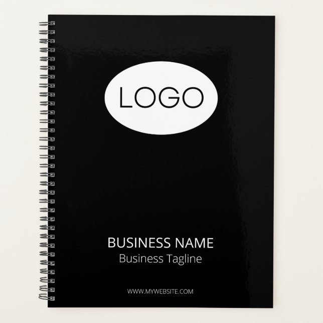 Personalized Business Logo, Modern Black Planner (Front)