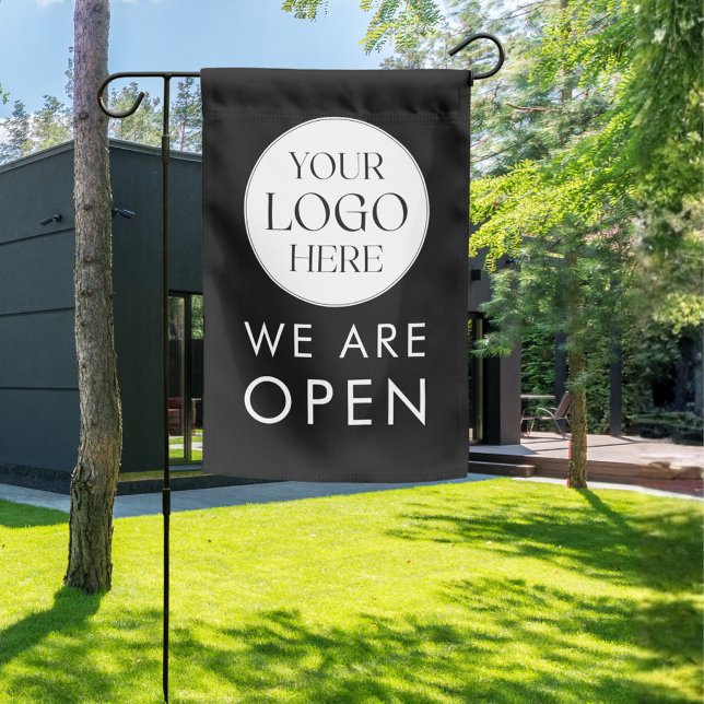 Personalized Business Logo Modern Minimalist Open Garden Flag (In situ)