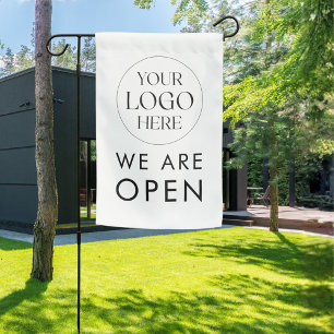 Personalized Business Logo Modern Minimalist Open Garden Flag