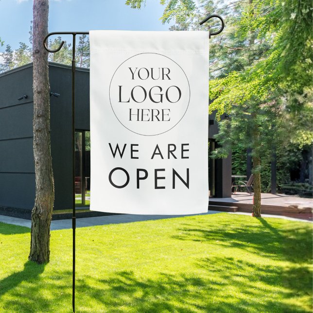 Personalized Business Logo Modern Minimalist Open Garden Flag (In situ)