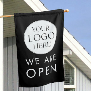 Personalized Business Logo Modern Minimalist Open House Flag