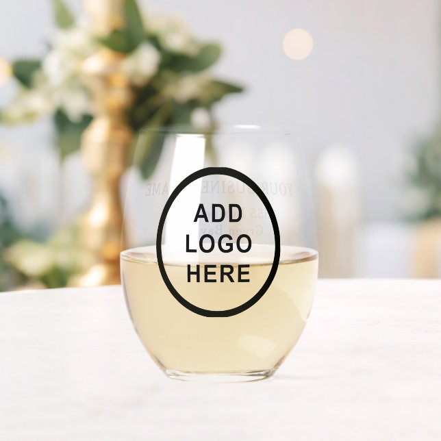 Personalized Business Logo Name Address Website Stemless Wine Glass (Insitu (Wedding))