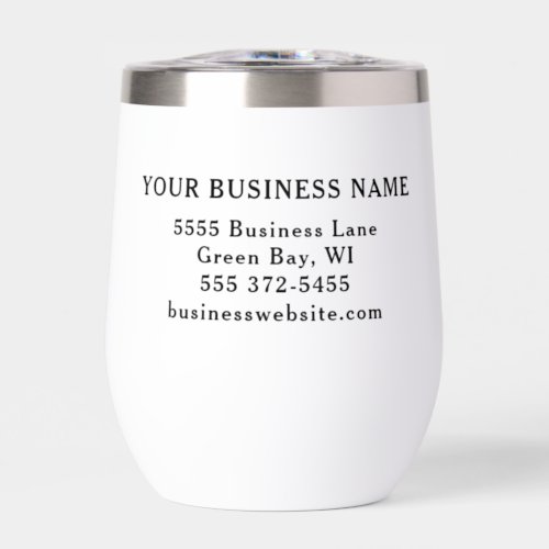 Personalized Business Logo Name Address Website Thermal Wine Tumbler