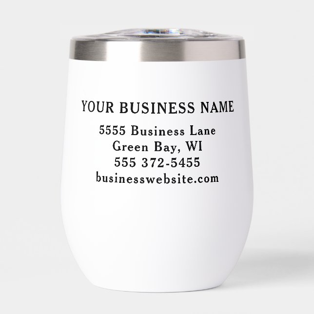 Personalized Business Logo Name Address Website Thermal Wine Tumbler (Front)