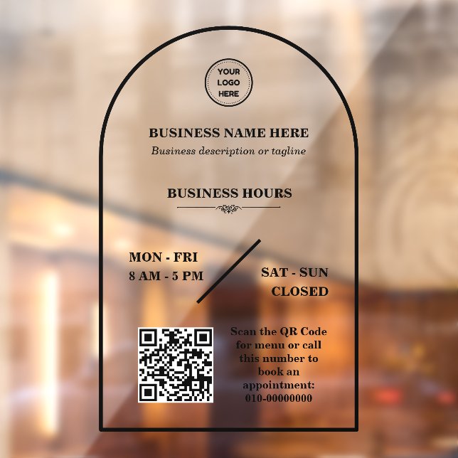 Personalized Business Logo Open Store Hours Door Window Cling (Sheet 2)