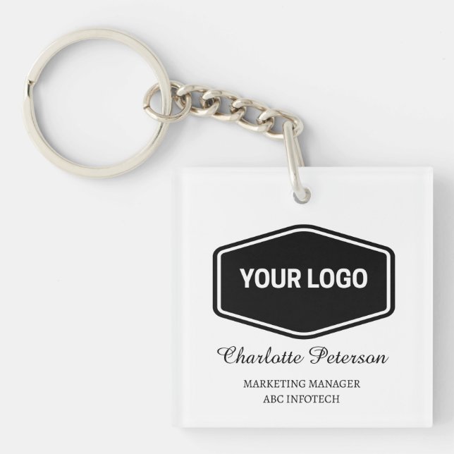 Personalized Business Logo & QR Code Promotional Keychain (Front)