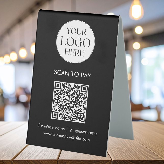 Personalized Business Logo QR Code Simple Modern Table Tent (In situ)