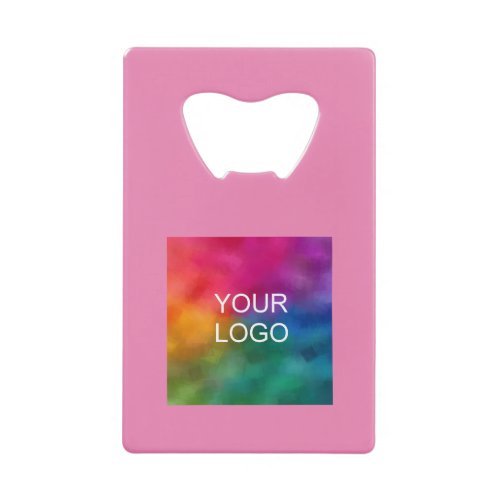 Personalized Business Logo QR Code Template Pink Credit Card Bottle Opener