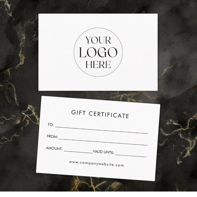 Personalized Business Logo Simple Gift Certificate (Front and Back)