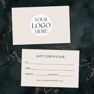 Personalized Business Logo Simple Gift Certificate