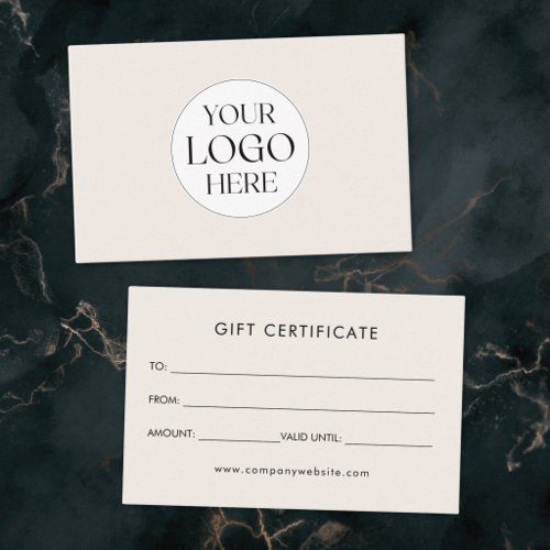 Personalized Business Logo Simple Gift Certificate