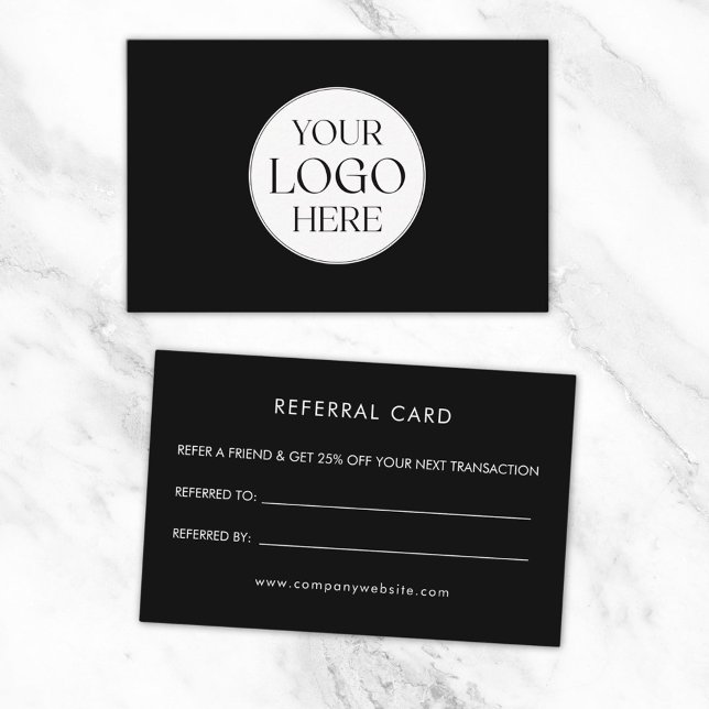 Personalized Business Logo Simple Referral Card (Front and Back)