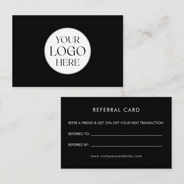 Personalized Business Logo Simple Referral Card (Front/Back)