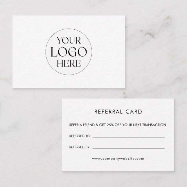 Personalized Business Logo Simple Referral Card (Front/Back)
