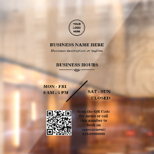 Personalized Business Logo Store Open Hours Door Window Cling