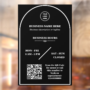 Personalized business logo store open hours door window cling