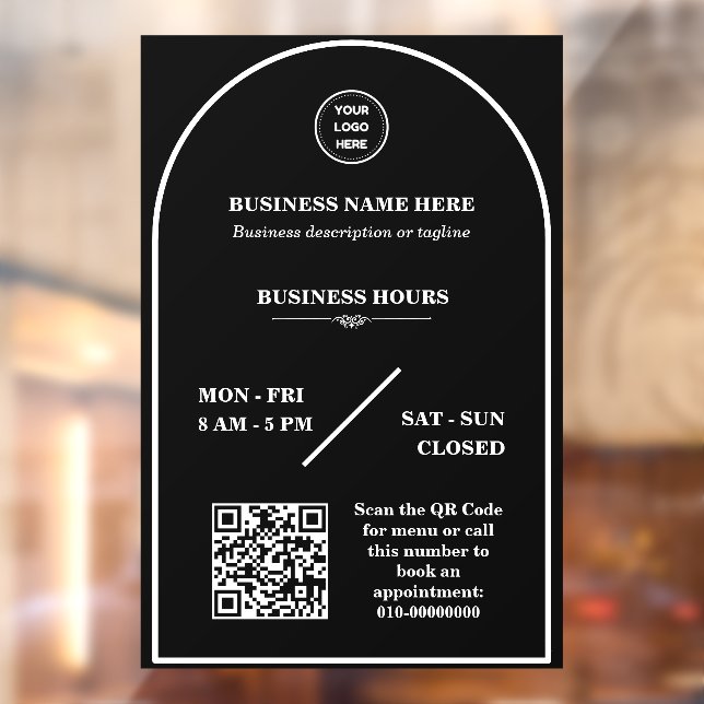 Personalized business logo store open hours door window cling (Sheet 2)